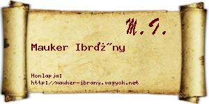 Mauker Ibrány névjegykártya